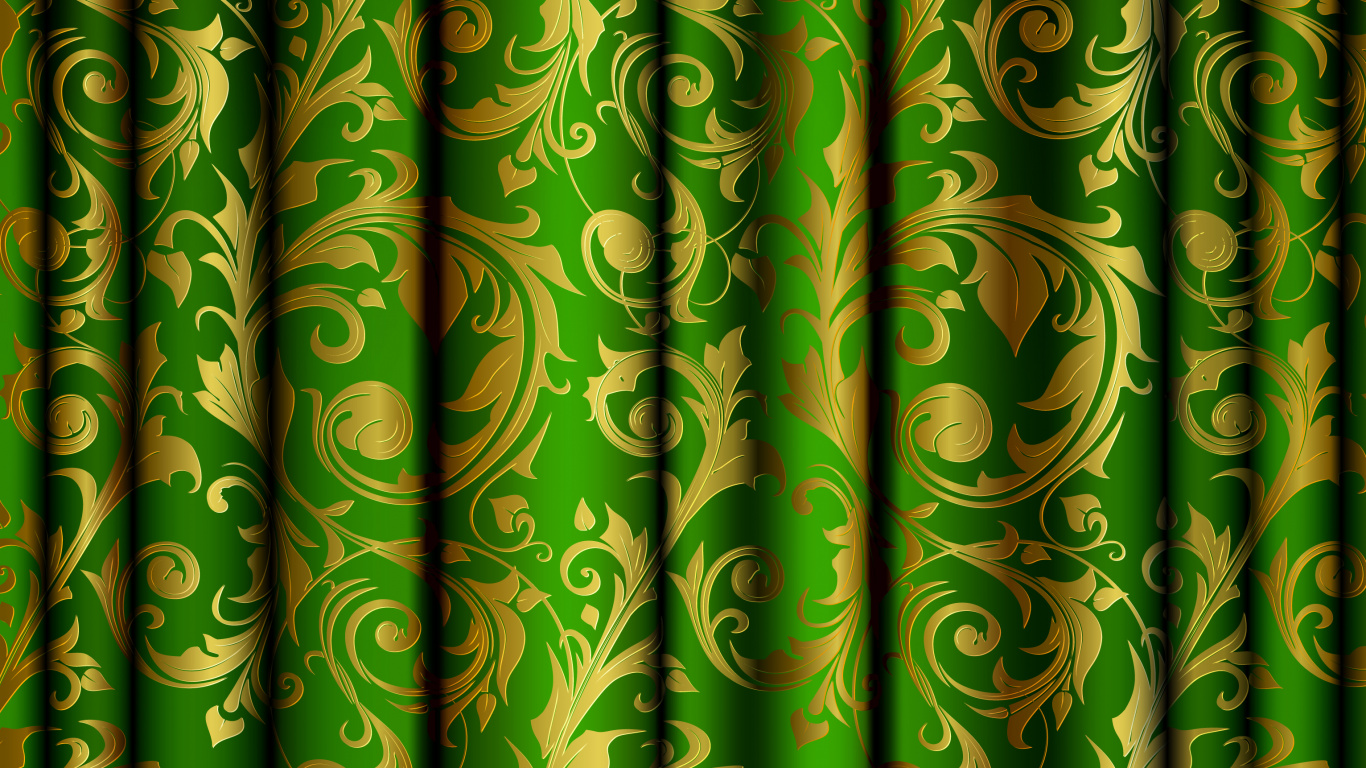 Cortina Floral Verde y Blanca. Wallpaper in 1366x768 Resolution