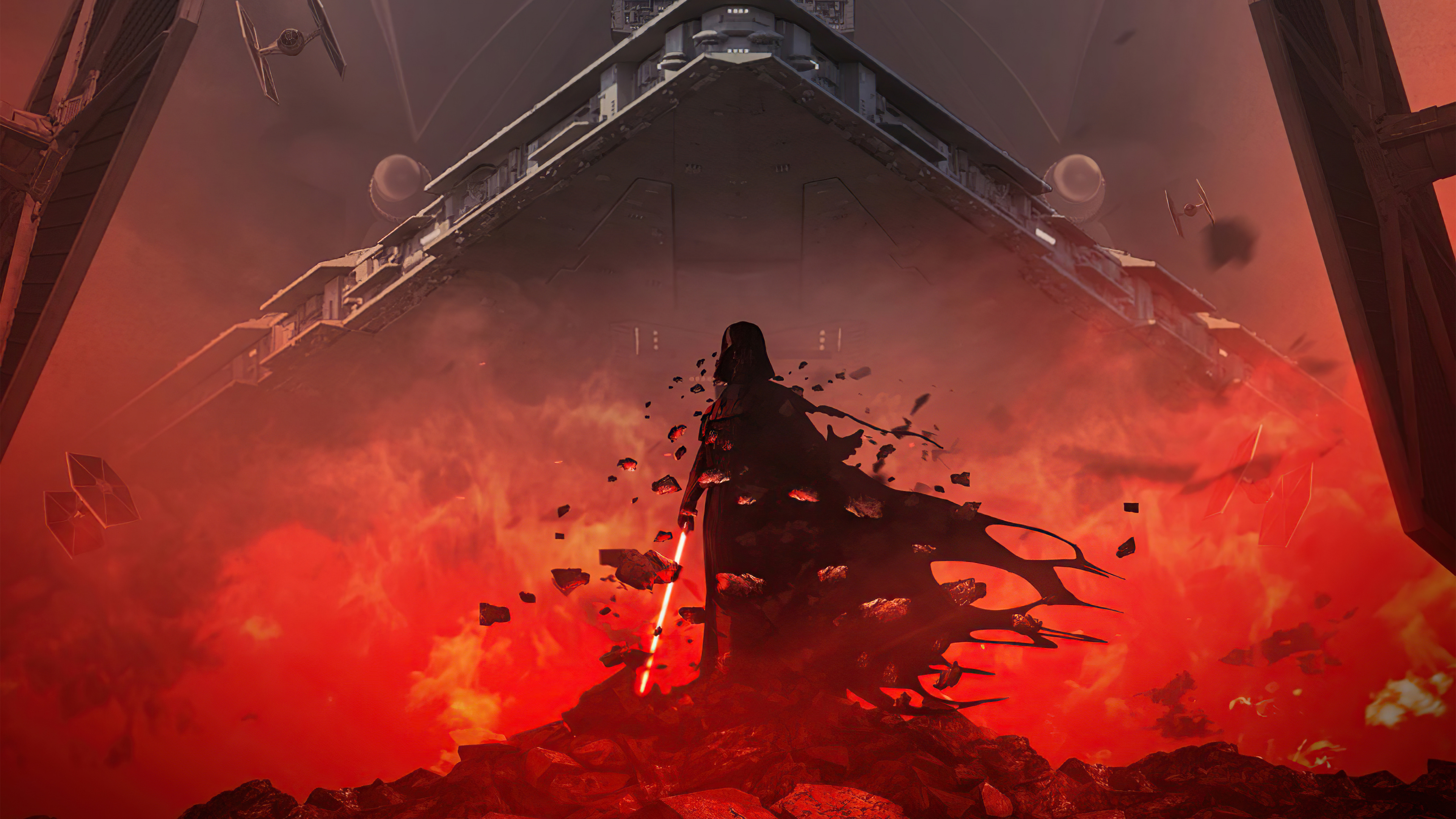 Star Wars, Darth Vader, Luke Skywalker, Jedi, Atmosphere. Wallpaper in 3840x2160 Resolution