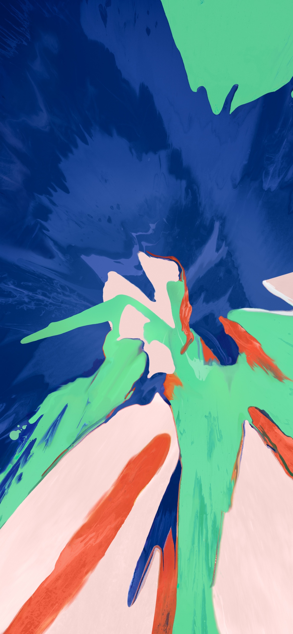 Peinture Abstraite Bleu Rouge et Blanc. Wallpaper in 1125x2436 Resolution