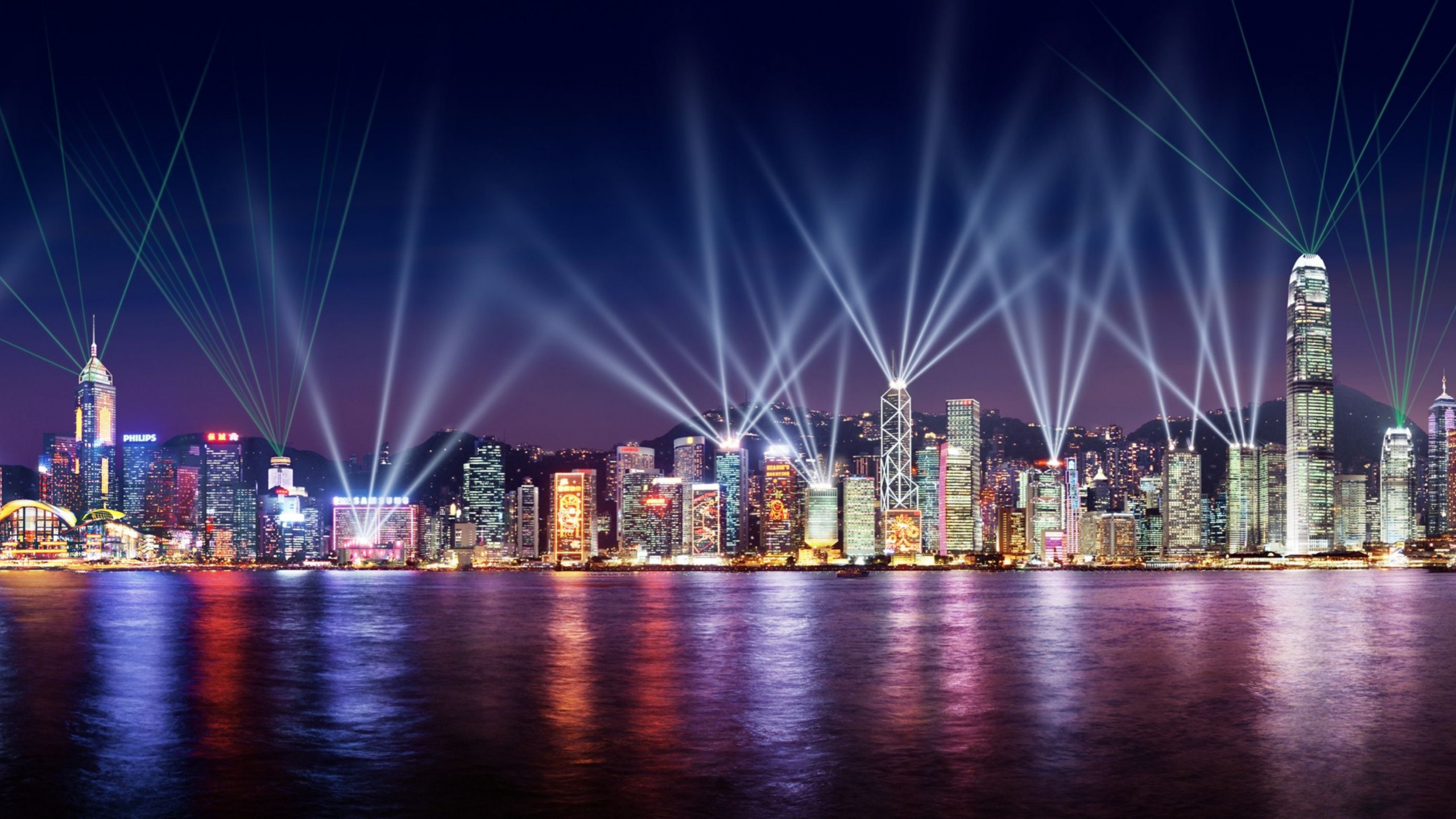 City Lights Turned on During Night Time. Wallpaper in 2560x1440 Resolution