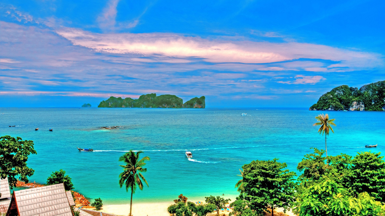 Green Trees on Island During Daytime. Wallpaper in 1280x720 Resolution