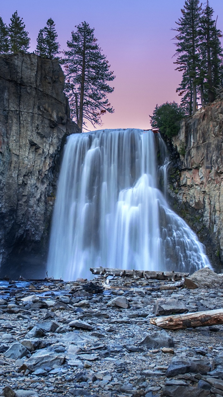 Waterfalls on Rocky Mountain During Daytime. Wallpaper in 720x1280 Resolution
