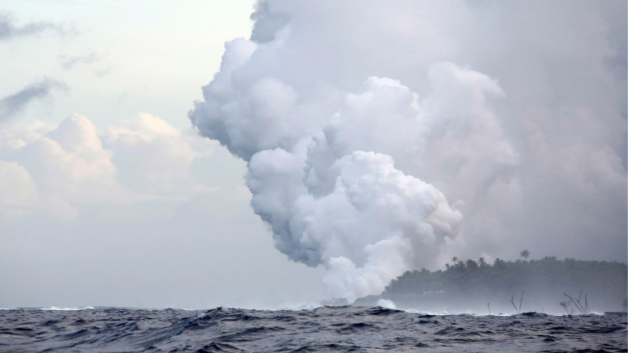大海, 熔岩, 积云, 火山的地貌, 海洋 壁纸 1280x720 允许