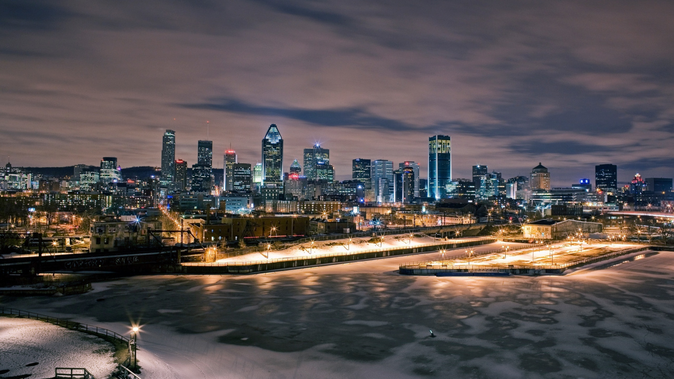 City Skyline During Night Time. Wallpaper in 1366x768 Resolution