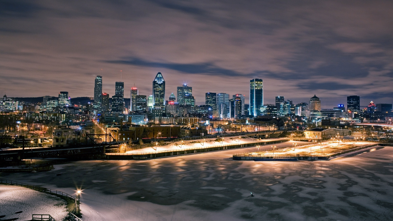 Horizon de la Ville Pendant la Nuit. Wallpaper in 1280x720 Resolution