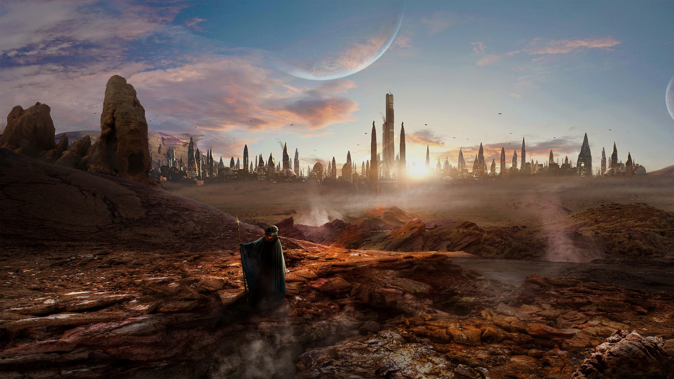 Personnes Debout au Bord de la Mer Près Des Bâtiments de la Ville Pendant la Journée. Wallpaper in 1366x768 Resolution