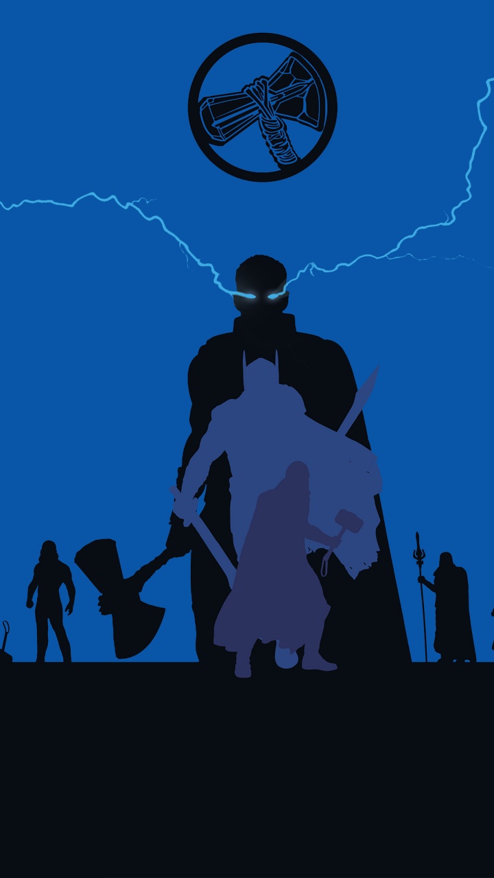 超级英雄, 艺术, 剪影, 电蓝色的, 背光 壁纸 720x1280 允许