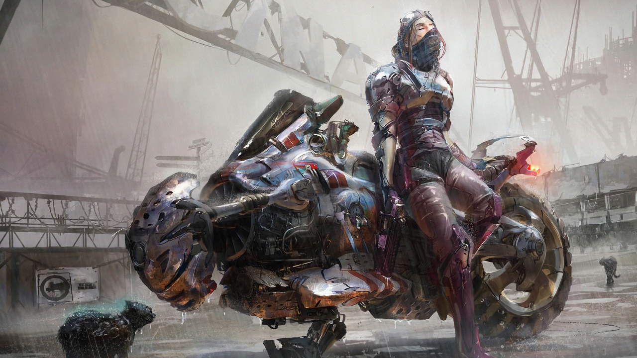 Cyberpunk Motorcycle, Cyberpunk, Motorcycle, Cyberpunk 2077, Digital Art. Wallpaper in 1280x720 Resolution