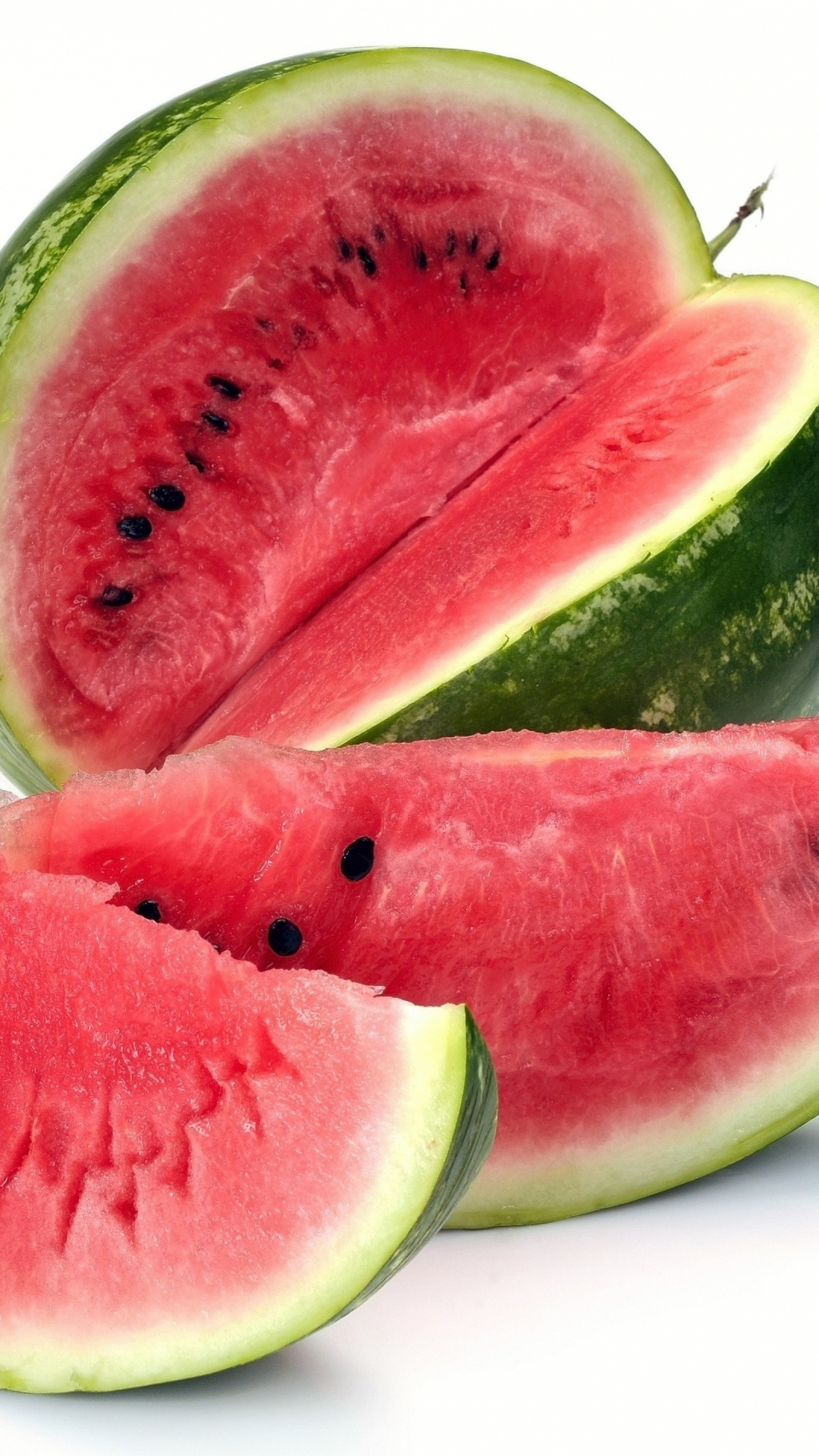 Geschnittene Wassermelone Auf Weißem Hintergrund. Wallpaper in 1080x1920 Resolution