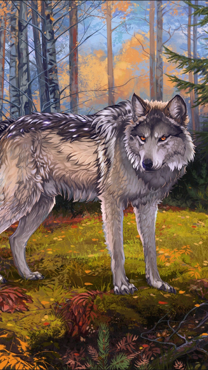 Weißer Und Schwarzer Wolf Auf Grünem Gras Tagsüber. Wallpaper in 720x1280 Resolution
