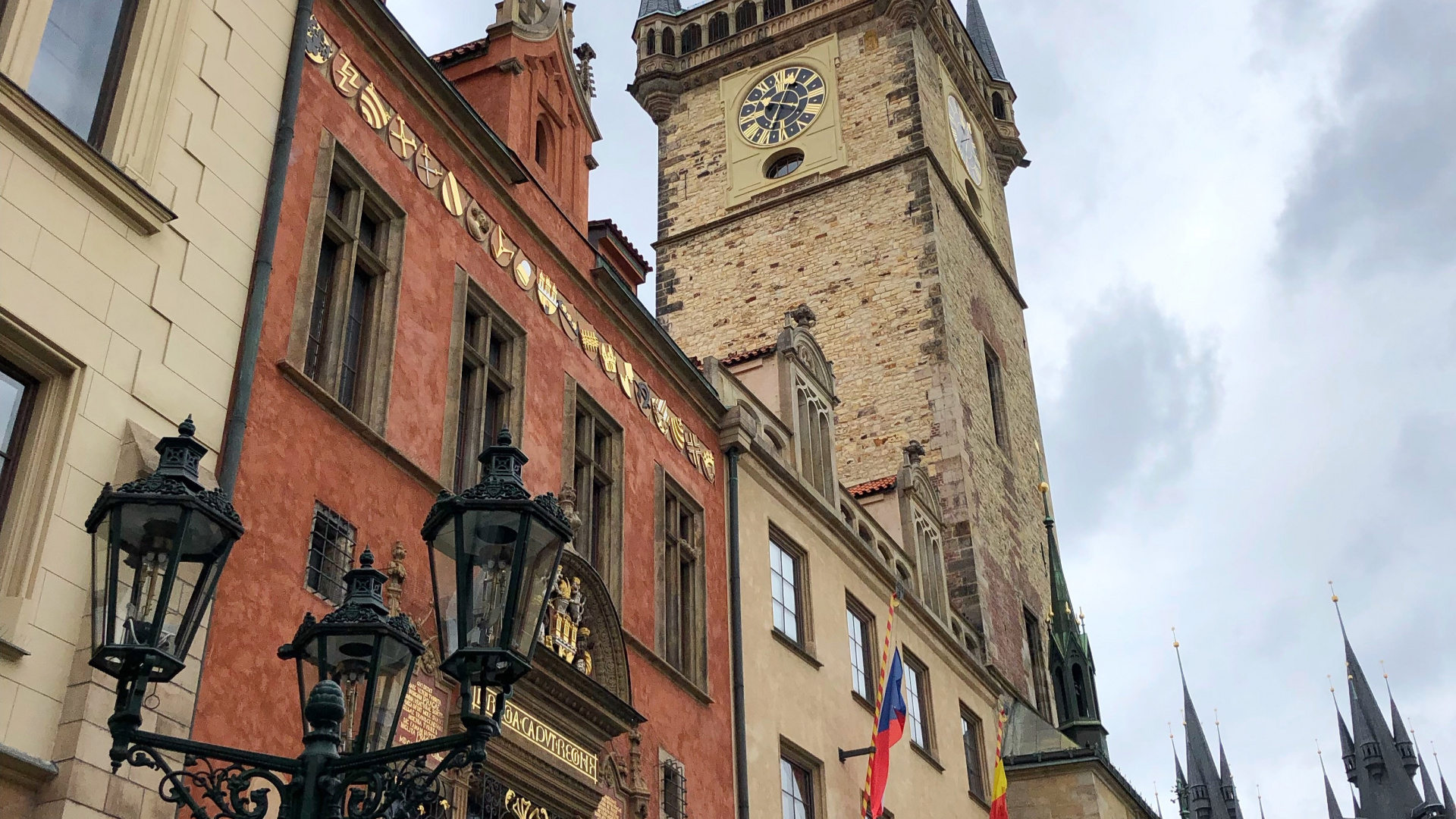 Old Town Square, Prague Astronomical Clock, Window, Facade, Spire. Wallpaper in 1920x1080 Resolution