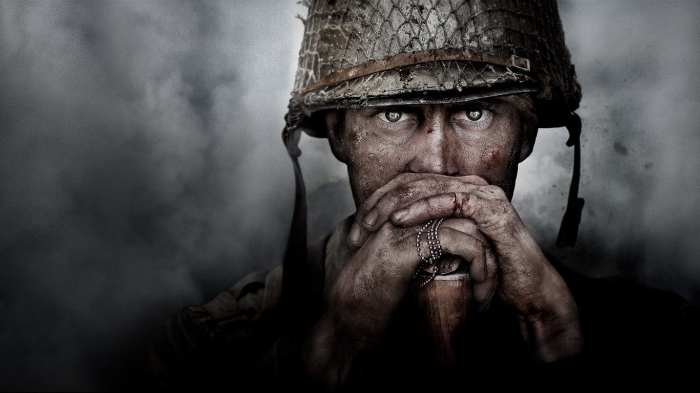 Call of Duty WWII, Activision, Facial Hair, Beard, Human. Wallpaper in 1366x768 Resolution