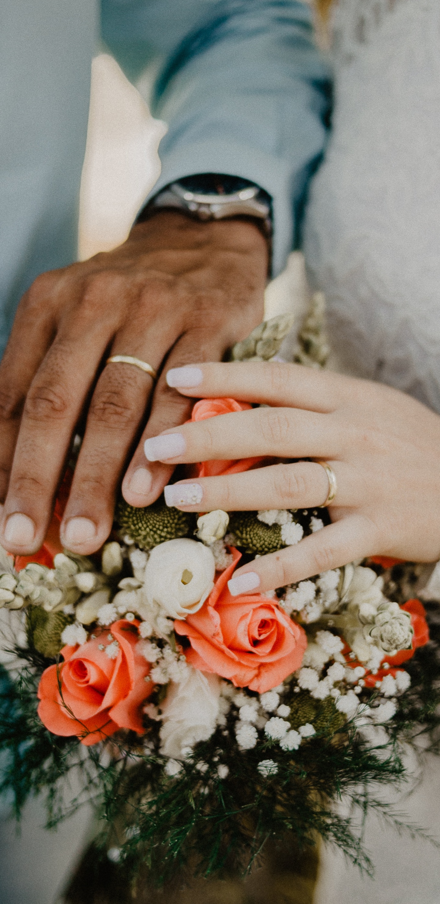 Wedding, Wedding Ring, Ring, Flower Bouquet, Wedding Ceremony Supply. Wallpaper in 1440x2960 Resolution