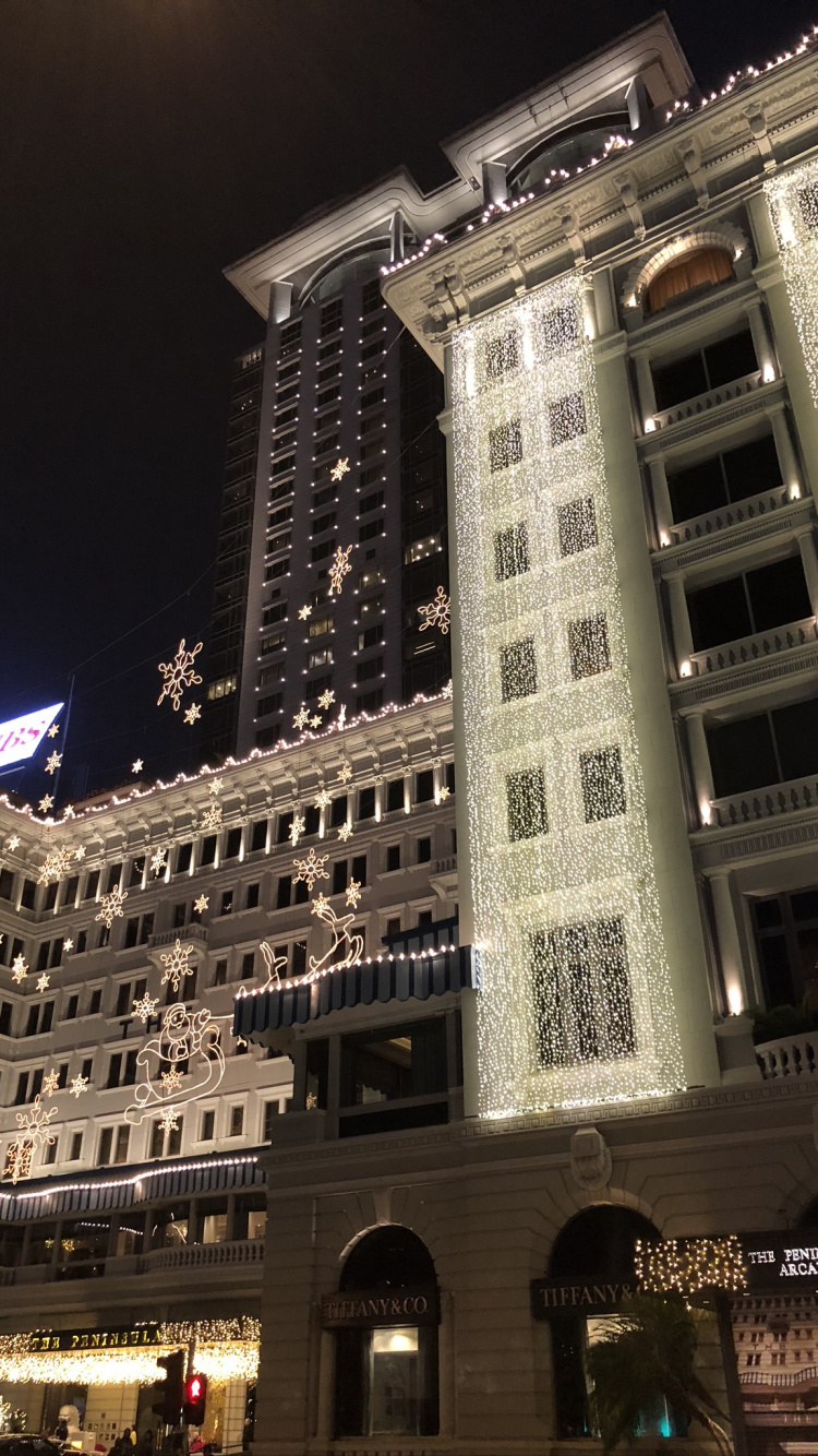 The Peninsula Hong Kong, Window, Facade, Architecture, Night. Wallpaper in 750x1334 Resolution