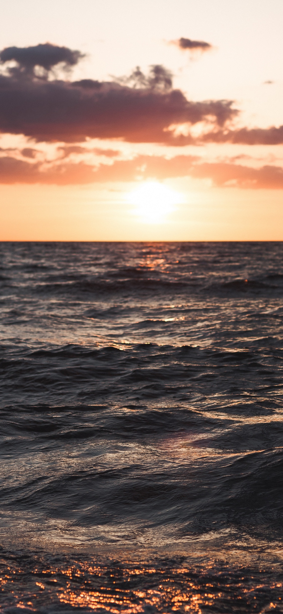 Mar, Dinamarca, Puesta, Playa, Agua. Wallpaper in 1125x2436 Resolution