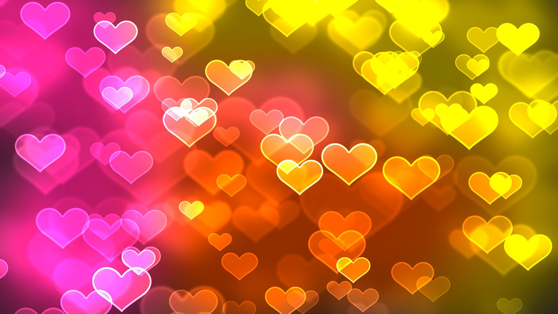 心脏, 橙色, 黄色的, 爱情, 光 壁纸 1920x1080 允许