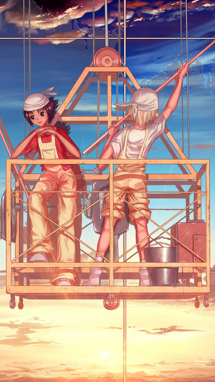 L'homme en Chemise Rouge Debout Sur Une Échelle en Bois Marron Sous Ciel Nuageux Pendant la Journée. Wallpaper in 720x1280 Resolution