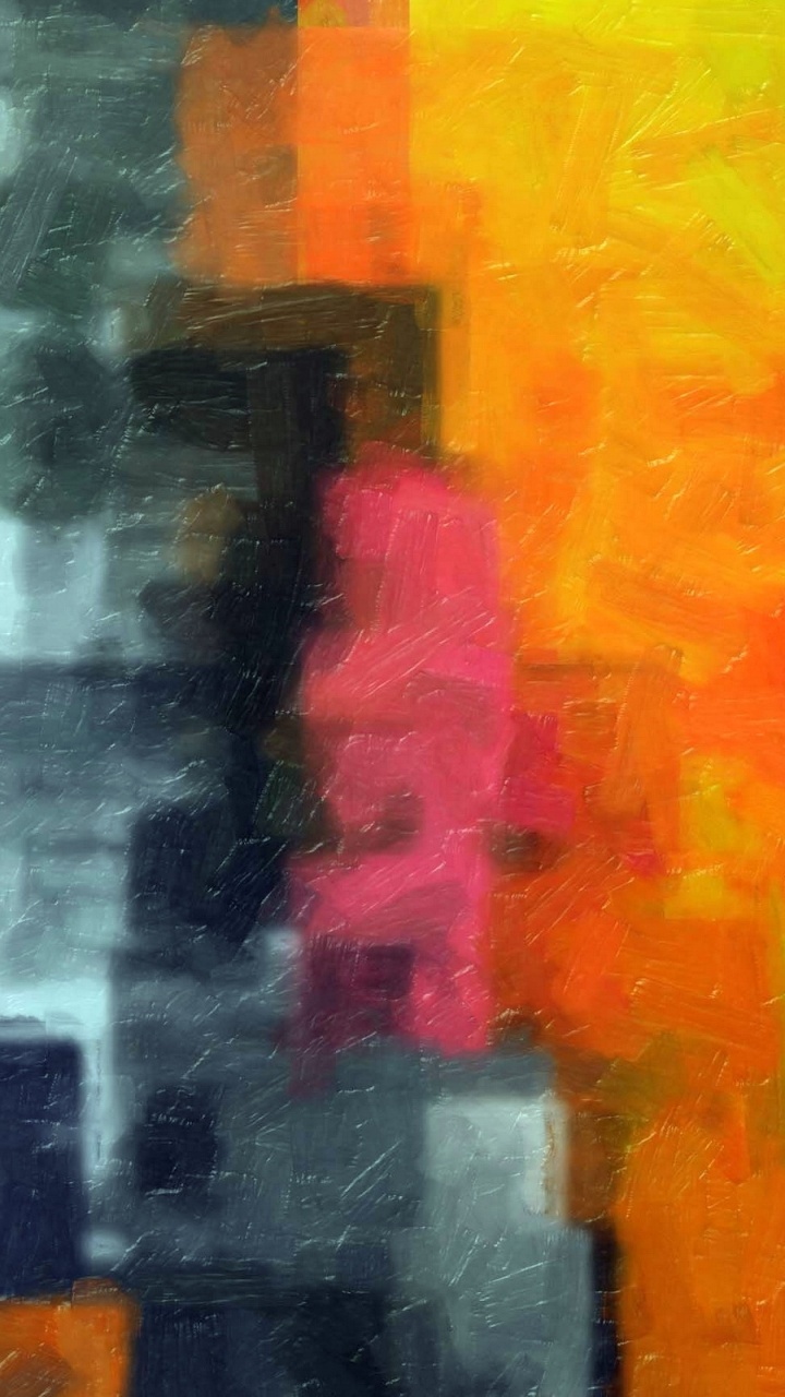 Peinture Abstraite Jaune Rouge et Verte. Wallpaper in 720x1280 Resolution