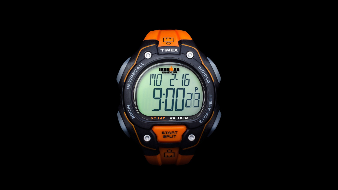 Reloj Digital Casio Negro y Naranja. Wallpaper in 1366x768 Resolution