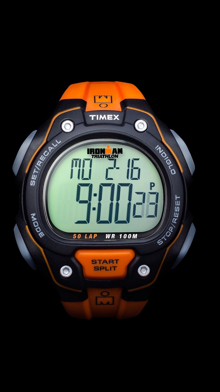 Casio Digitaluhr in Schwarz Und Orange. Wallpaper in 720x1280 Resolution