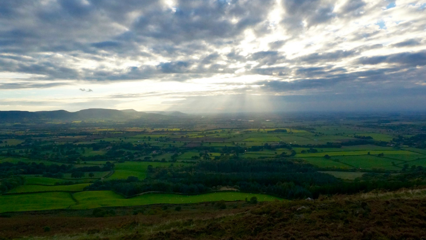 Campo de Hierba Verde Bajo un Cielo Azul y Nubes Blancas Durante el Día. Wallpaper in 1366x768 Resolution