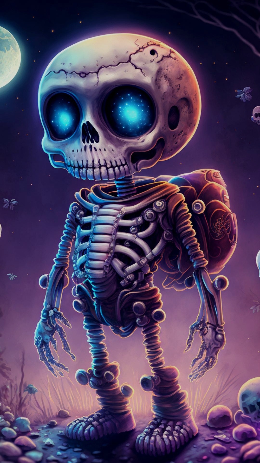 Skeleton, Blue, Light, Electric Blue, Art. Wallpaper in 1080x1920 Resolution