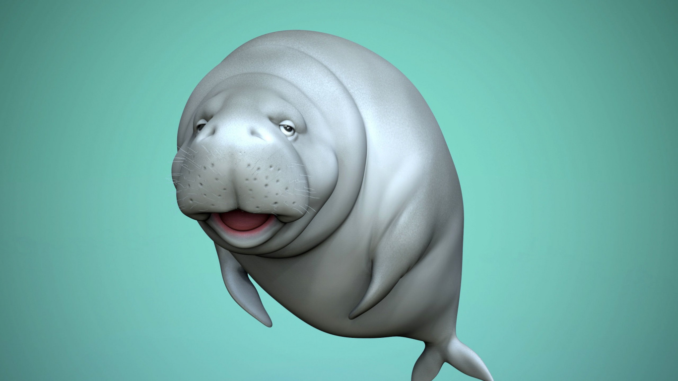 Dugong, Modélisation 3d, FBX, la Réalité Virtuelle, Tête. Wallpaper in 1366x768 Resolution