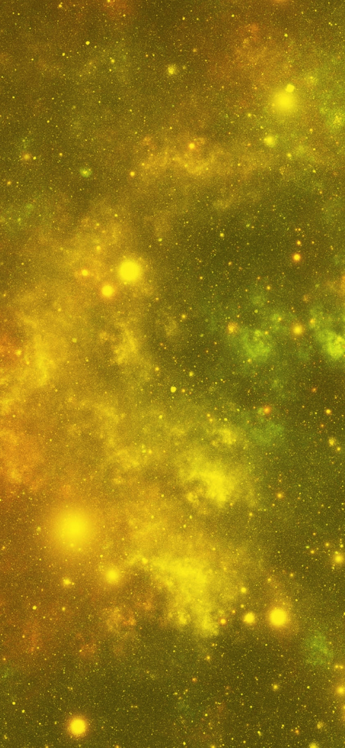 Green and Yellow Stars in The Sky. Wallpaper in 1125x2436 Resolution