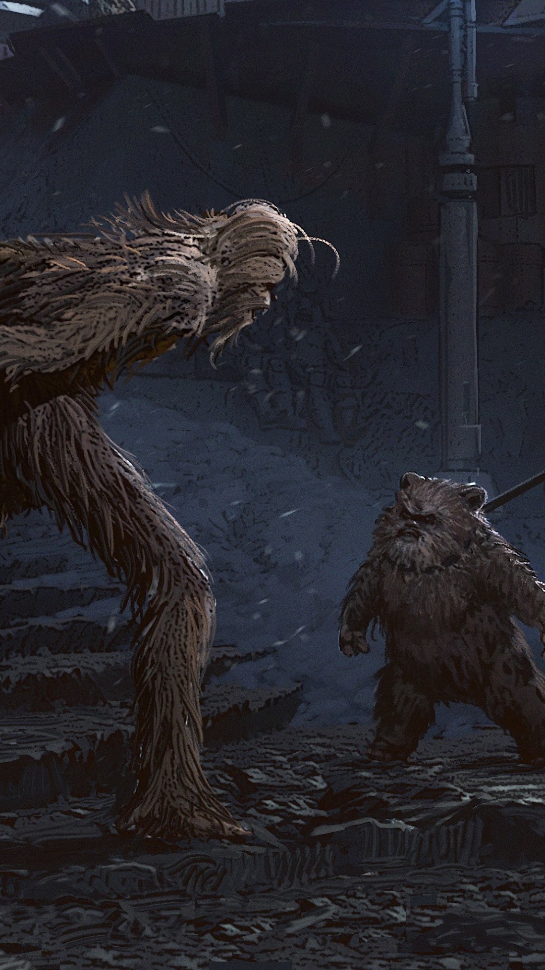 Schwarzer Und Weißer Löwe Auf Schneebedecktem Boden. Wallpaper in 1080x1920 Resolution