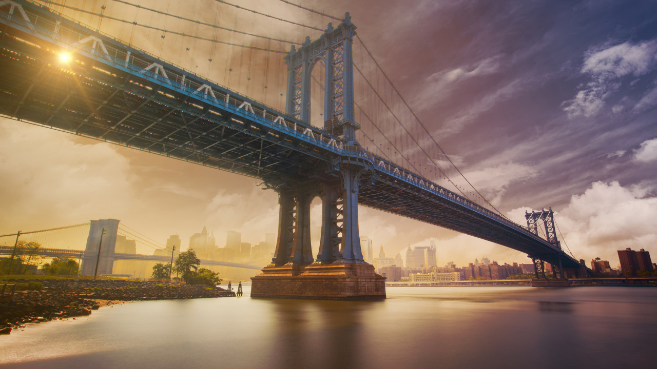 Gray Bridge Over Body of Water During Daytime. Wallpaper in 1280x720 Resolution
