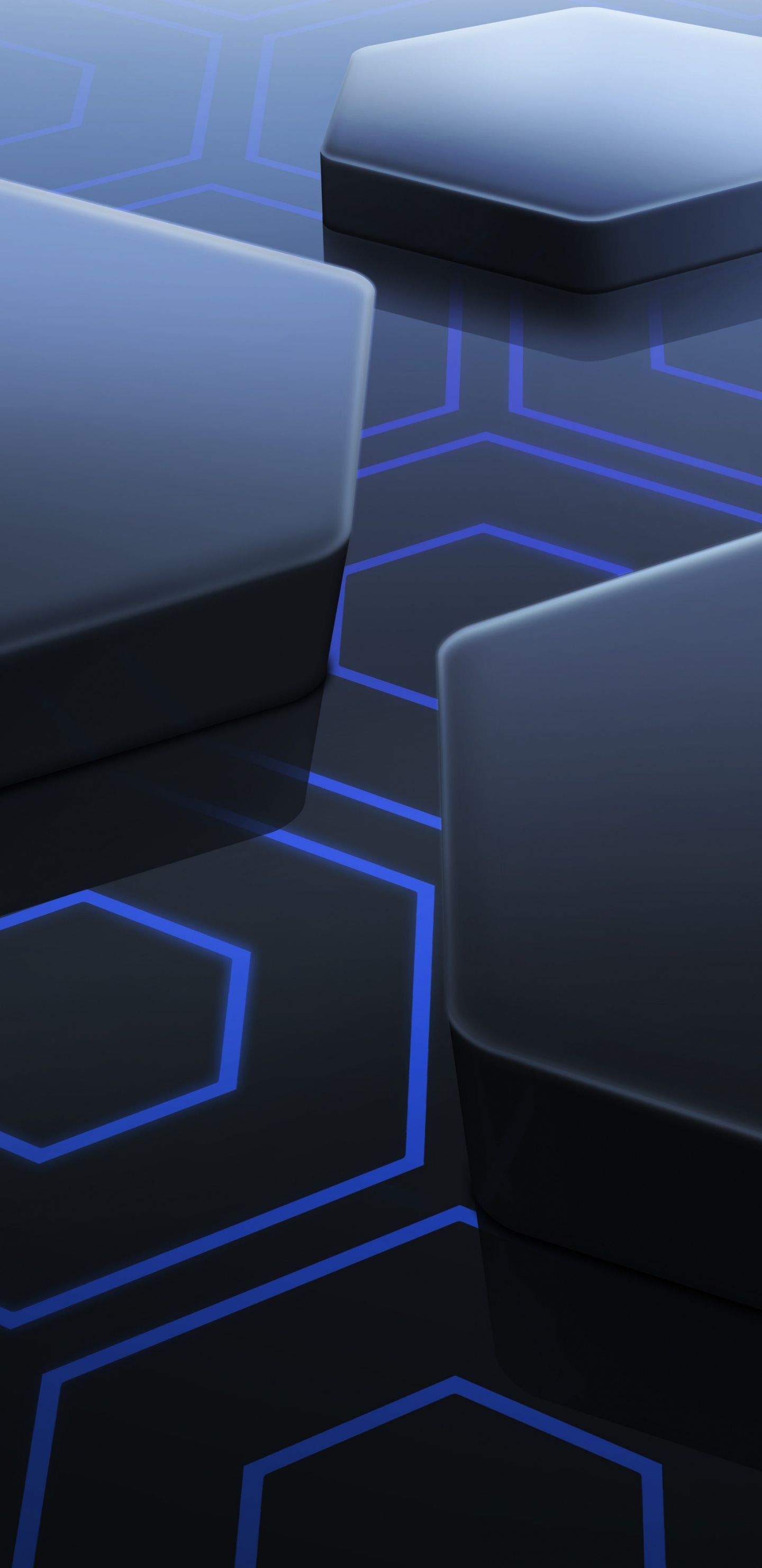 Pouf Carré Blanc Sur Sol en Damier Bleu et Blanc. Wallpaper in 1440x2960 Resolution