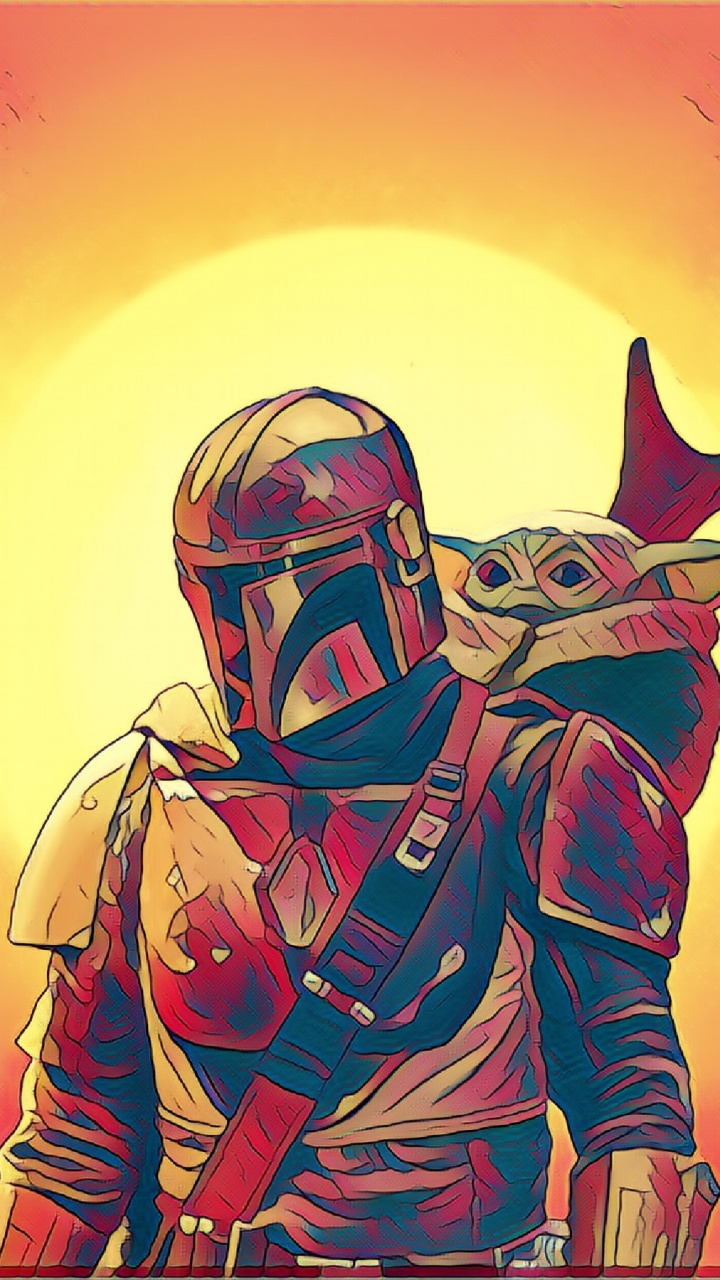 Cartoon, Grogu, The Mandalorian, Affiche, Yoda. Wallpaper in 720x1280 Resolution
