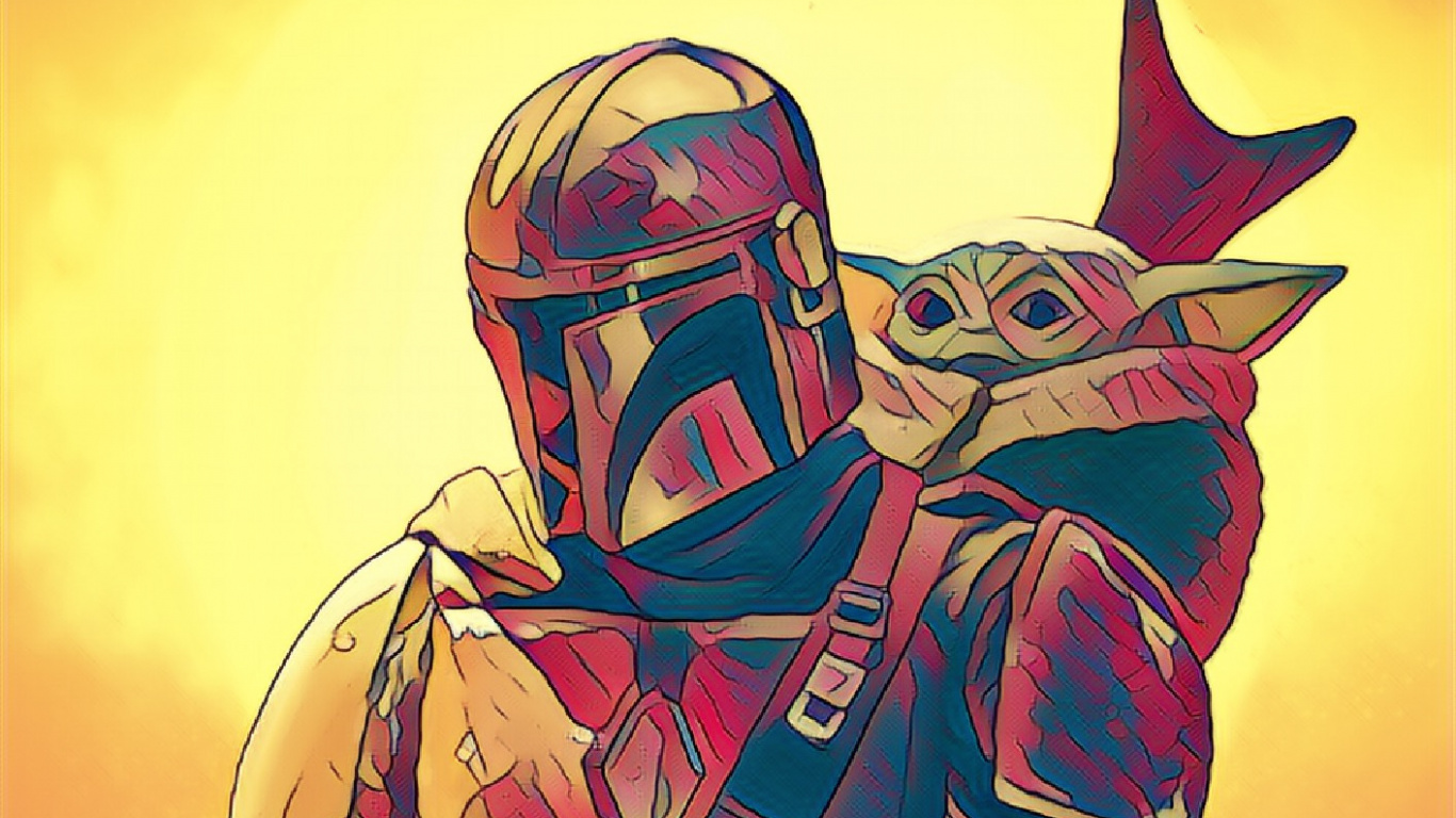 卡通, Grogu, The Mandalorian, 海报, 尤达大师 壁纸 1366x768 允许