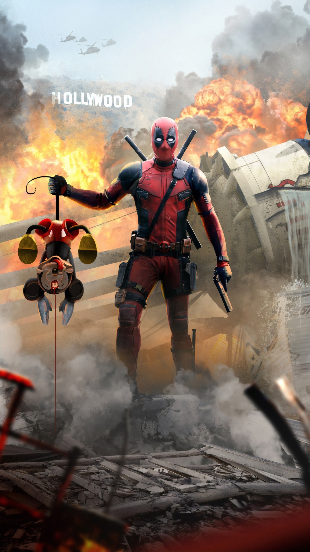 Deadpool Tue Mickey Mouse, Deadpool 2, Patauger Wilson, Mickey Mouse, Voler ma Chérie. Wallpaper in 1080x1920 Resolution