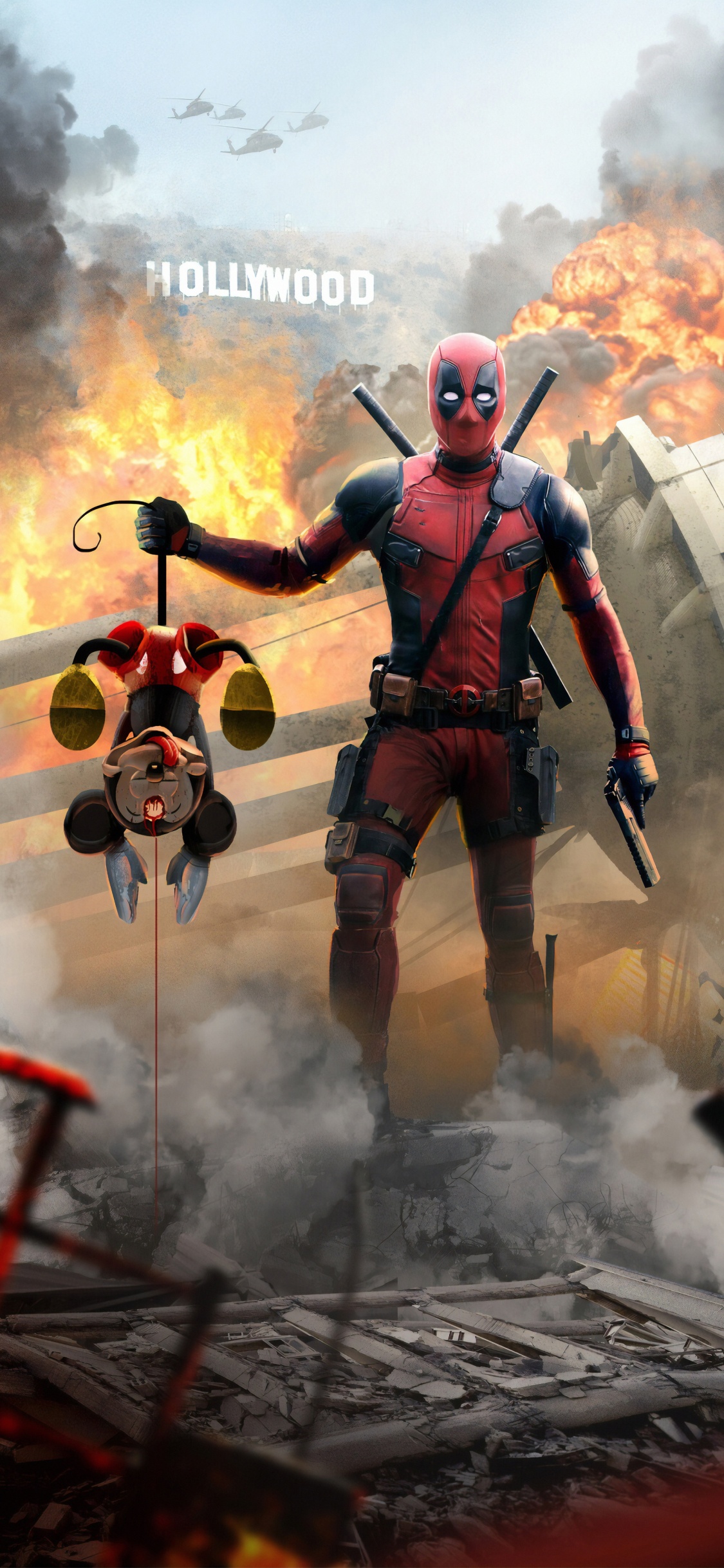 Deadpool Tue Mickey Mouse, Deadpool 2, Patauger Wilson, Mickey Mouse, Voler ma Chérie. Wallpaper in 1125x2436 Resolution