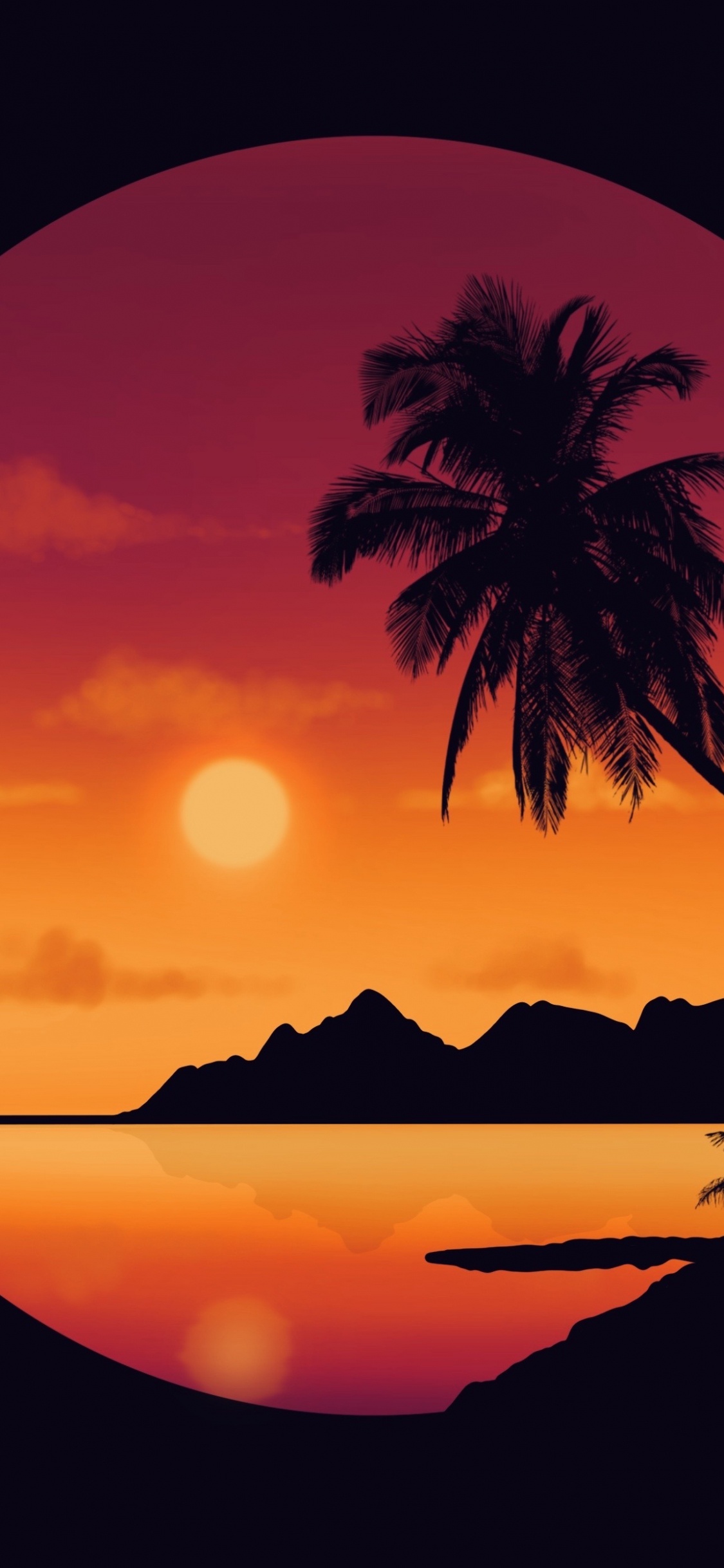 绘画, 数码艺术, 艺术, 风景画, 剪影 壁纸 1125x2436 允许