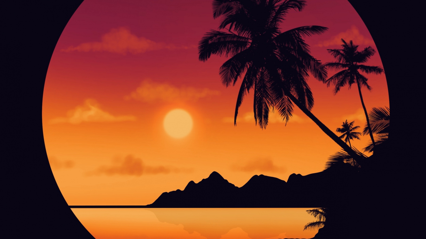 绘画, 数码艺术, 艺术, 风景画, 剪影 壁纸 1366x768 允许