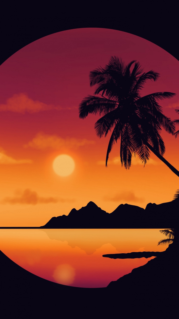 绘画, 数码艺术, 艺术, 风景画, 剪影 壁纸 750x1334 允许