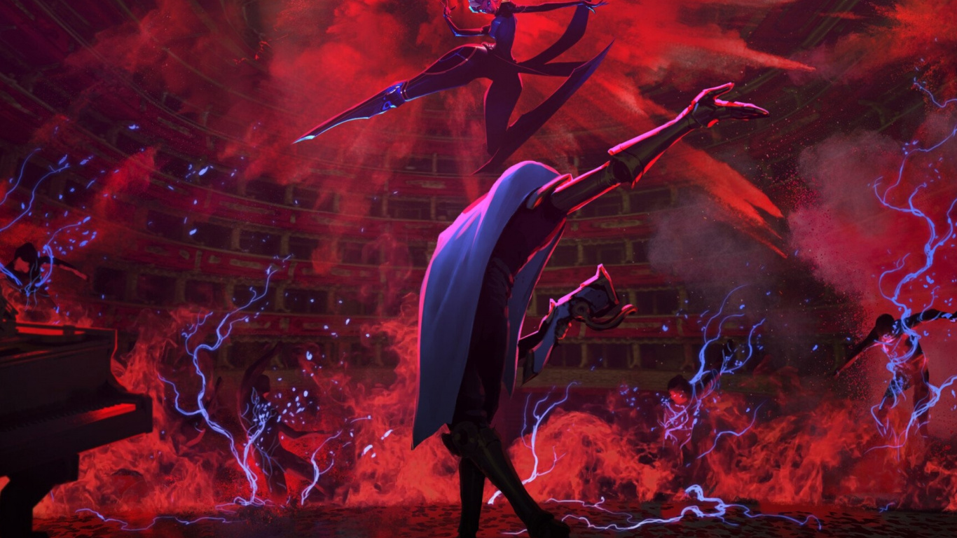 Camille Jhin, Kunst, Pentakill, Dr. Camille Saroyan, Purpur. Wallpaper in 1366x768 Resolution