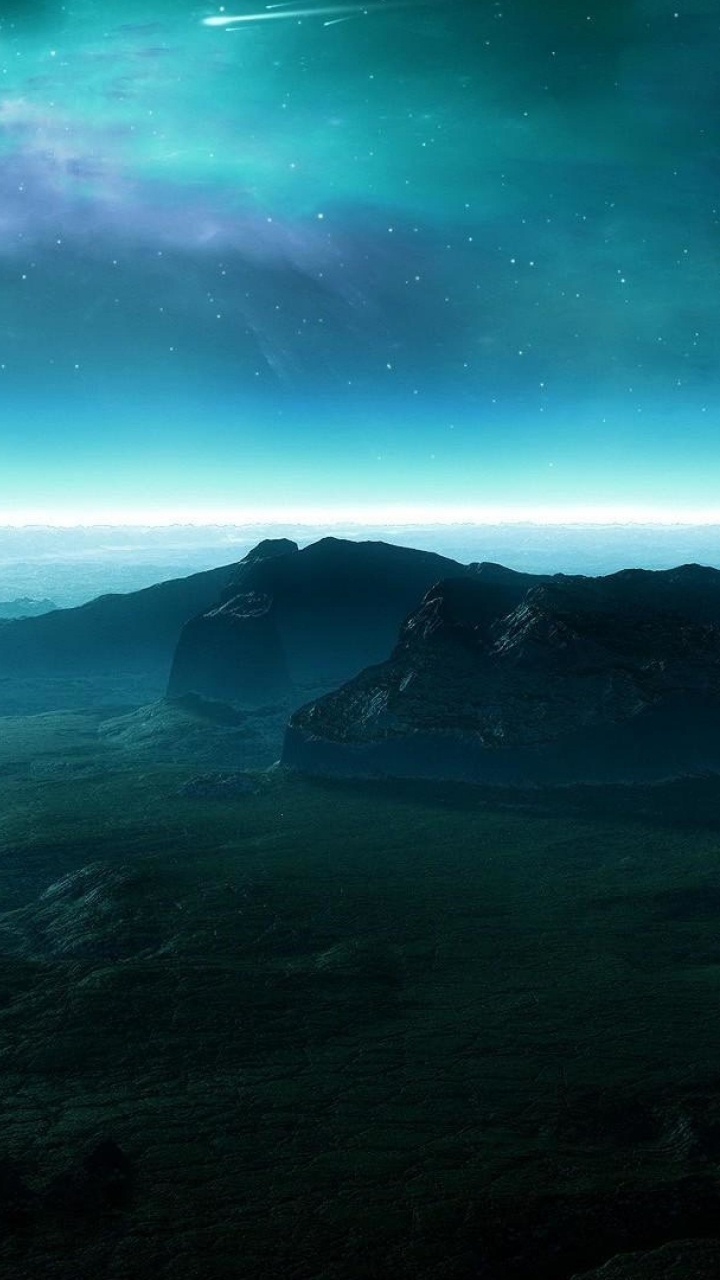 Silueta de Montaña Bajo un Cielo Azul Durante la Noche. Wallpaper in 720x1280 Resolution