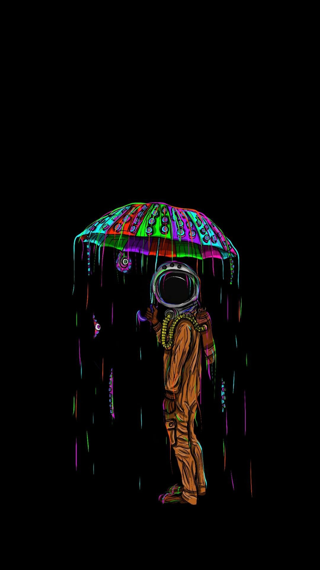 Astronaut, Amoled, Darkness, Magenta, Painting. Wallpaper in 1080x1920 Resolution