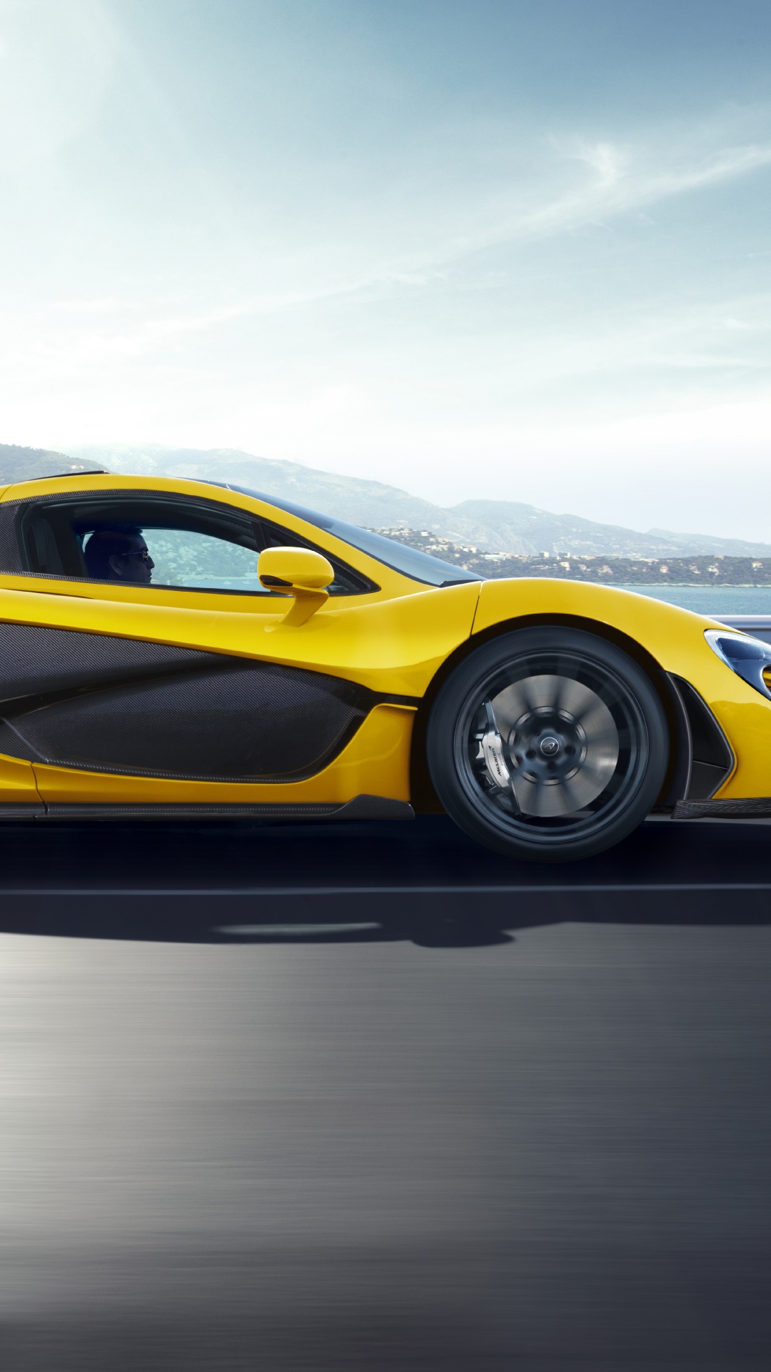 Yellow Ferrari 458 Italia on Road. Wallpaper in 1080x1920 Resolution