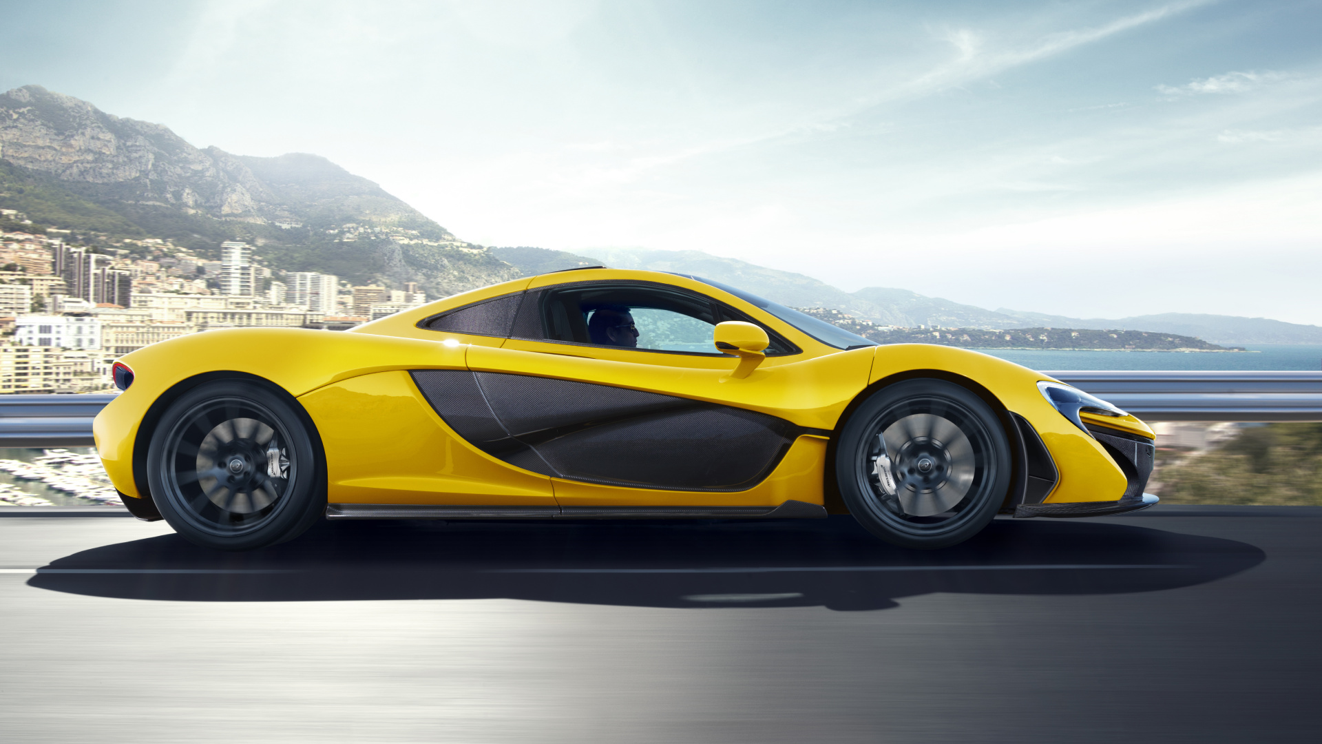 Yellow Ferrari 458 Italia on Road. Wallpaper in 1920x1080 Resolution