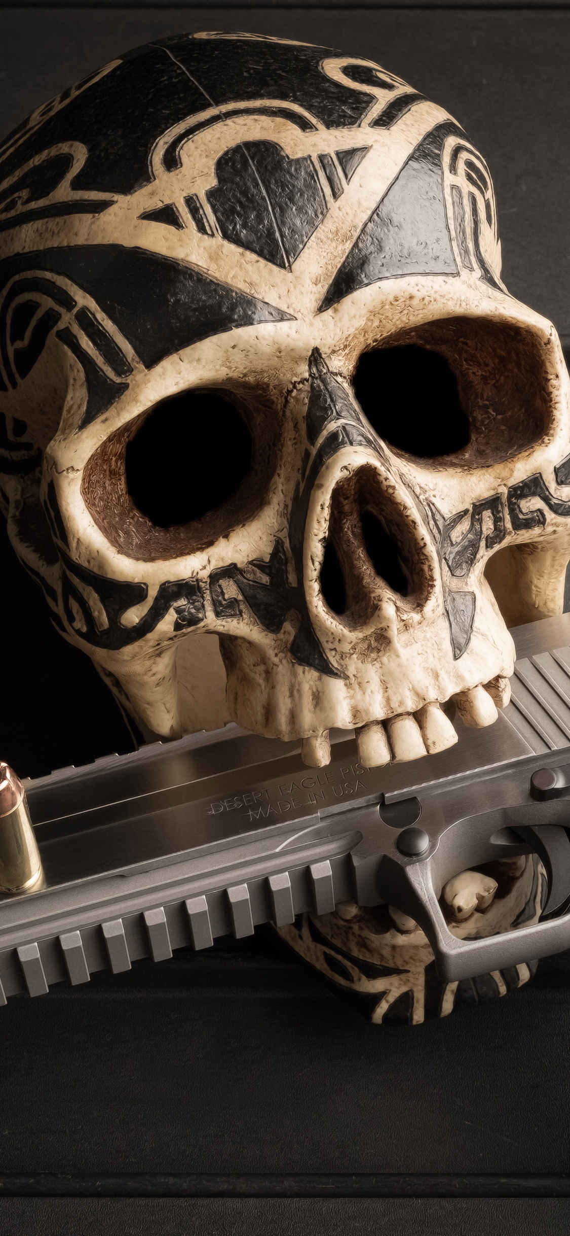 枪, 枪支, 头骨, 左轮手枪, 骨 壁纸 1125x2436 允许