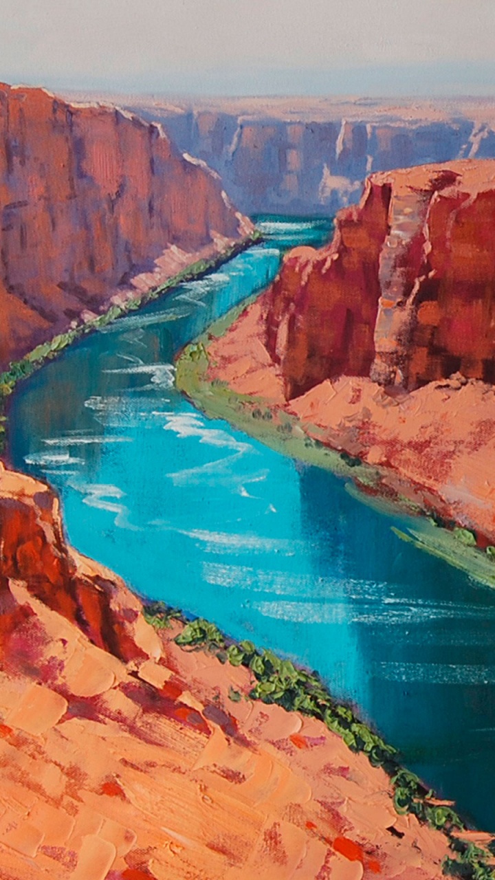 峡谷, 绘画, 艺术, 艺术作品, 形成 壁纸 720x1280 允许