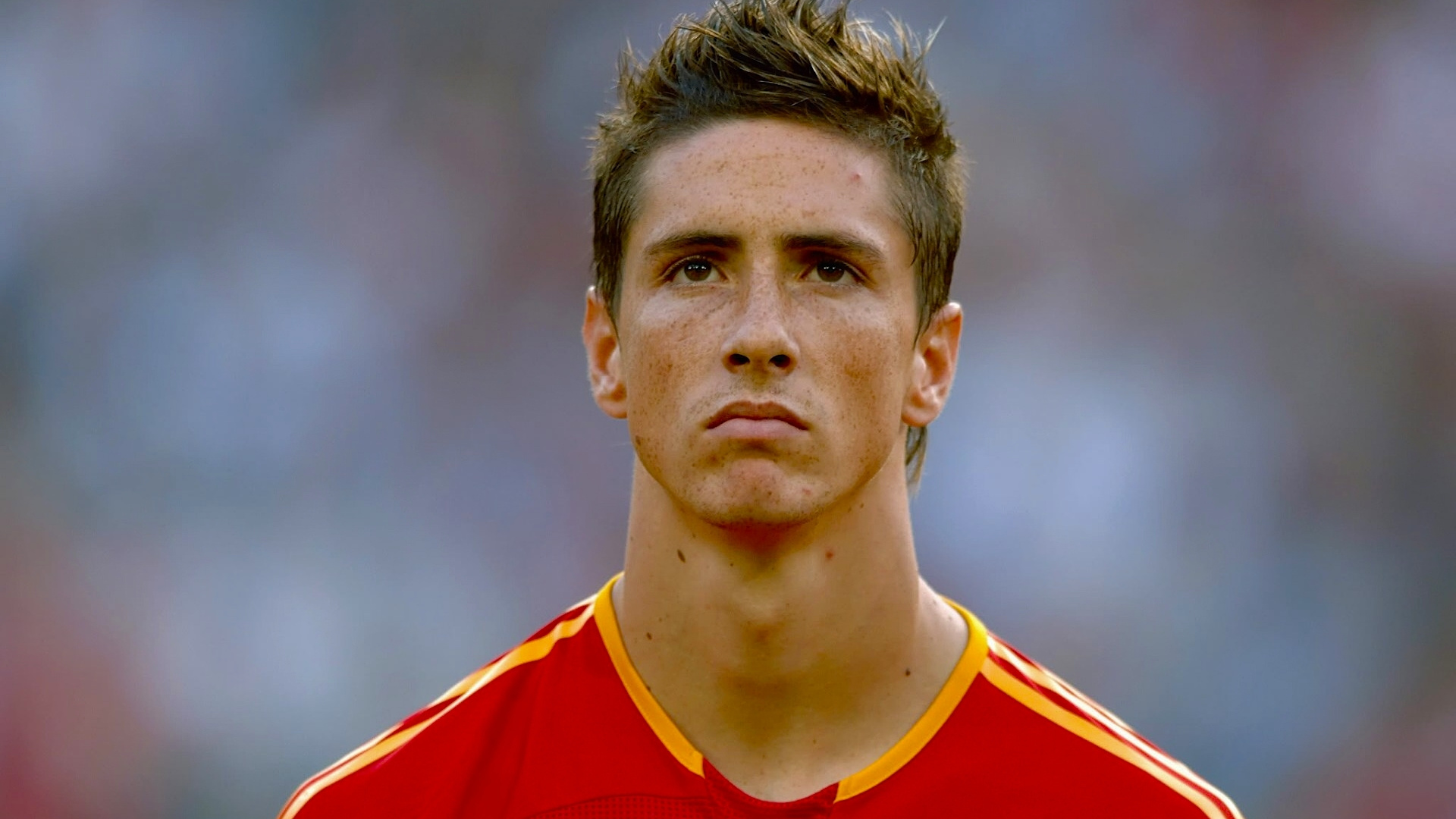 Man in Red and White Adidas v Neck Shirt. Wallpaper in 1920x1080 Resolution