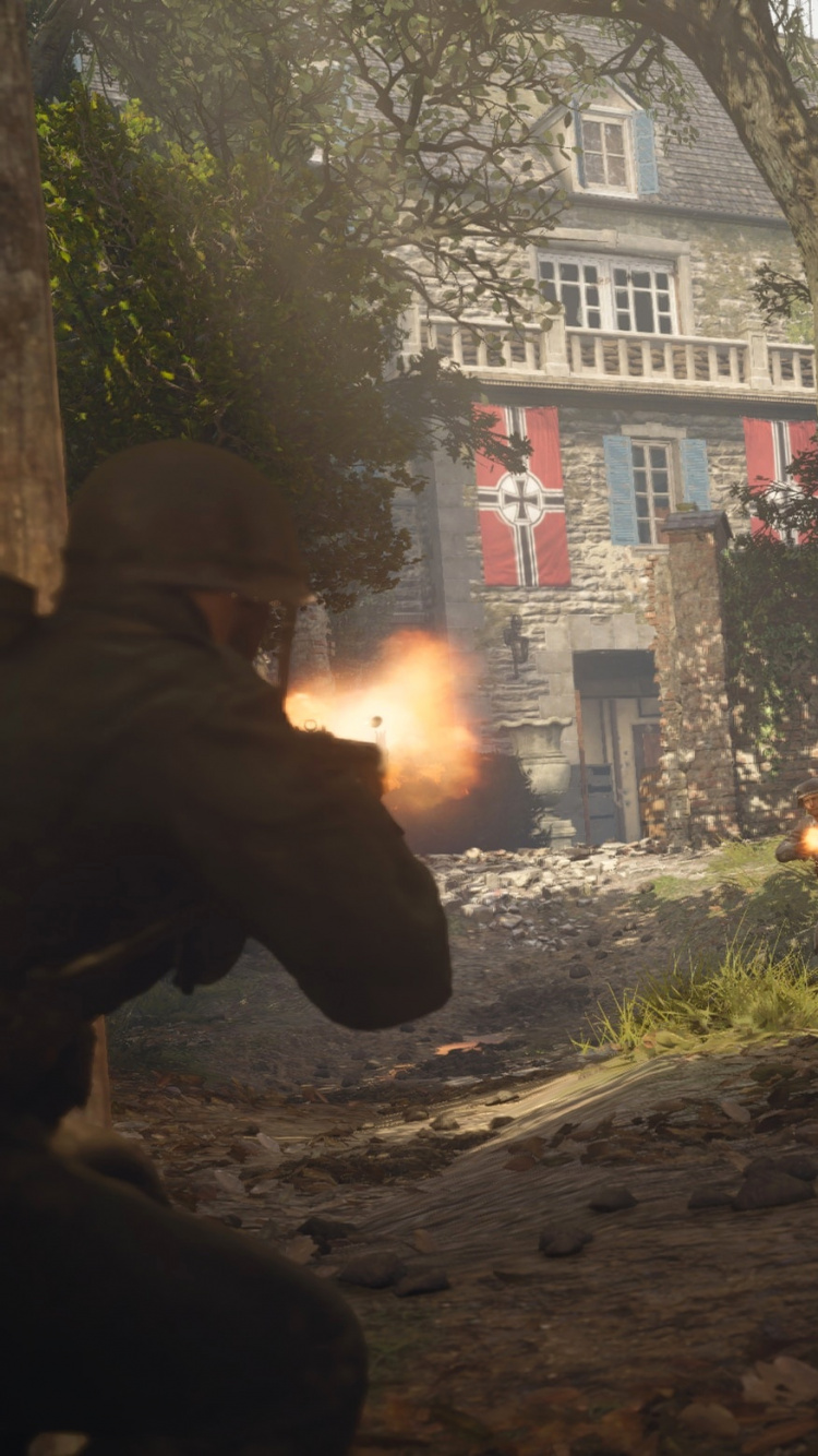 Call of Duty WWII, Sledgehammer Games, Pc-Spiel, Games, Landung in Der Normandie. Wallpaper in 750x1334 Resolution