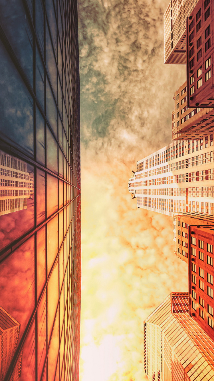 Wolkenkratzer, Gebäude, Hochhaus, Tageszeit, Cloud. Wallpaper in 750x1334 Resolution