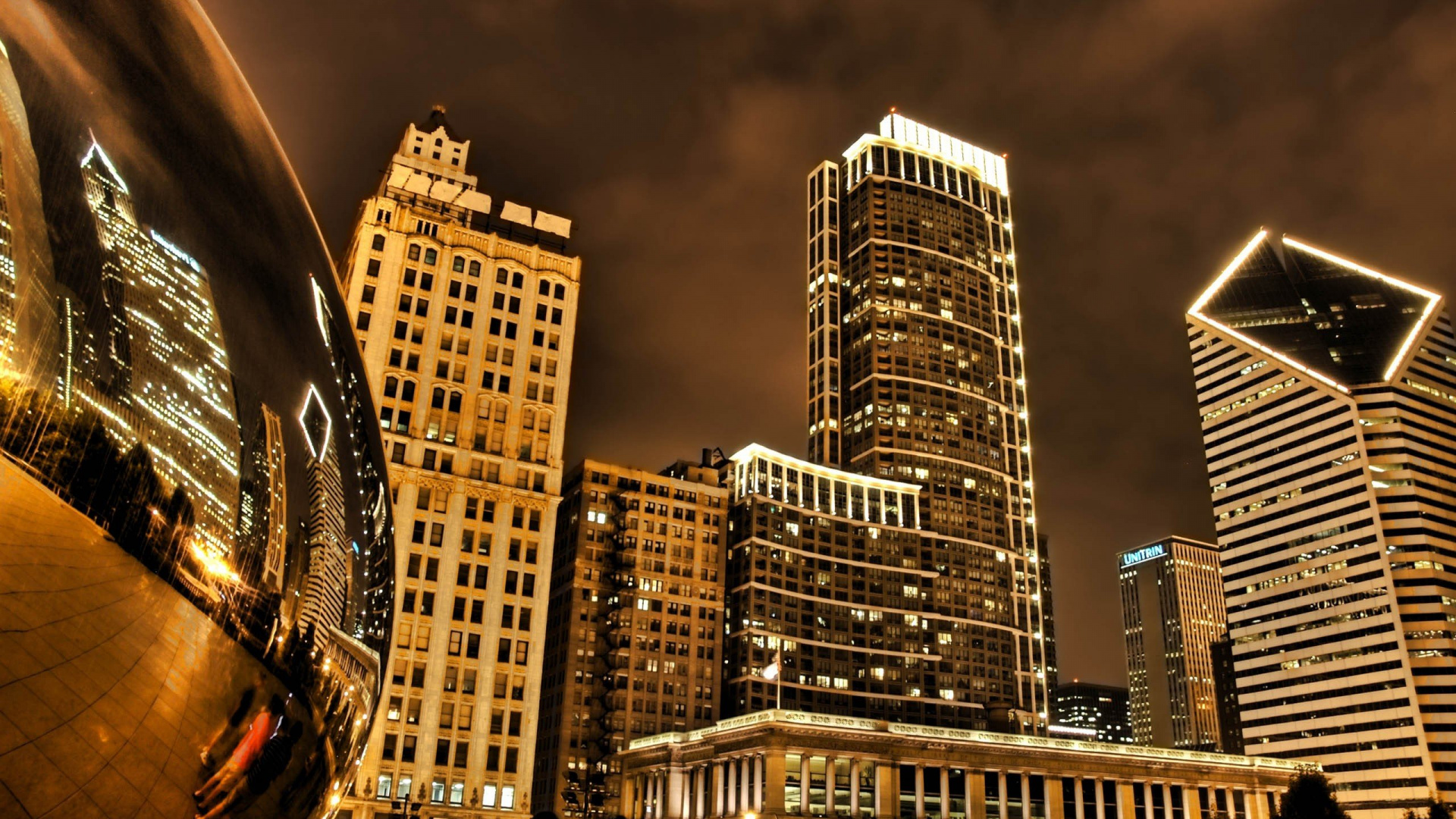 Immeuble de Grande Hauteur Pendant la Nuit. Wallpaper in 1920x1080 Resolution