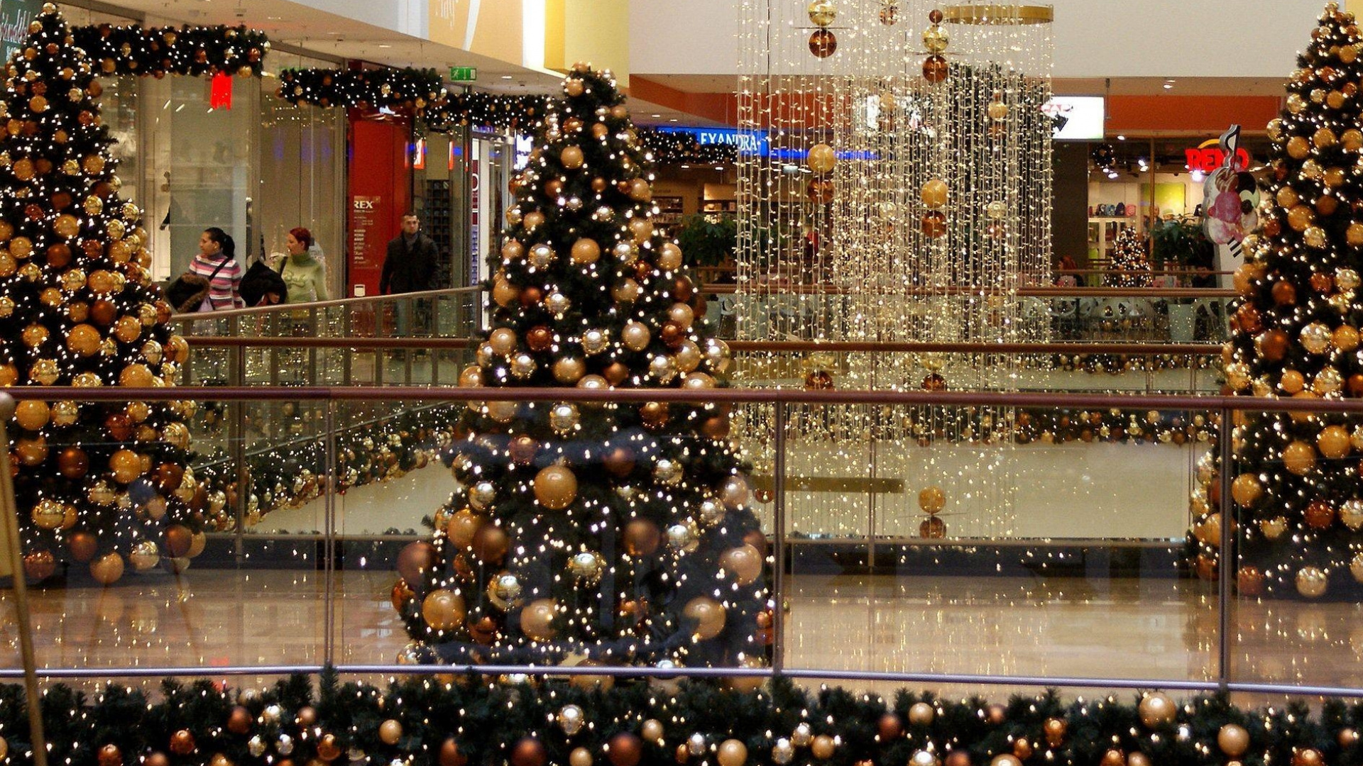 Decoración de la Navidad, Árbol de Año Nuevo, Árbol de Navidad Artificial, Guirnalda. Wallpaper in 1920x1080 Resolution